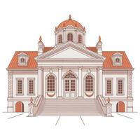 An illustration of a large building with a red roof vector