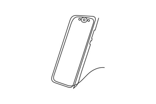 Smart phone art symbol in line drawing for tech digital design and user device interface vector