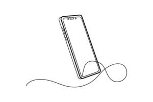 Smart phone icon with elegant line style for app communication and technology concept vector