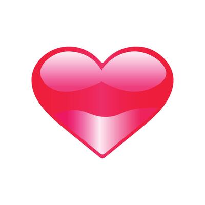 Bright glassy heart love icon with red pink glowing light effect reflection for valentine day card wedding romantic decoration on transparent background