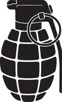 Black Silhouette of a Hand Grenade with a Pin Detailed Geometric Pattern on its Surface Isolated on White Background vector