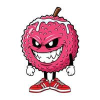 A cartoon character of a pink fruit with an angry face vector