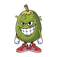 A cartoon character of a durian fruit with an angry face vector