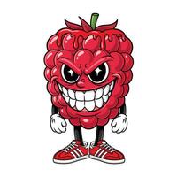 A cartoon raspberry character with angry eyes vector