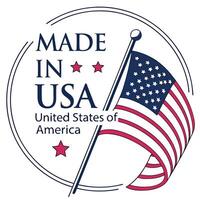 Made in U S A Flag Emblem with Stars and Stripes Made in USA vector