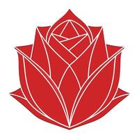 Red Rose Graphic with White Outlines on White Background vector