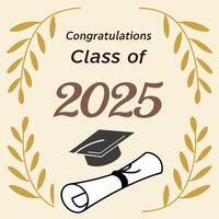 Graduation Congratulations Class of 2025 with Laurel Wreath vector