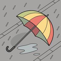 Colorful Umbrella in Rain on Pavement rainy weather vector