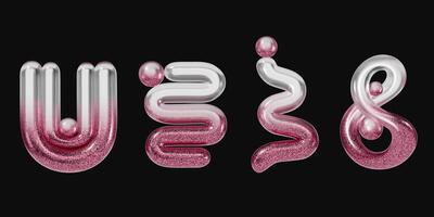 Decoration geometry set pink white element for design pack isolated background 3d rendering photo