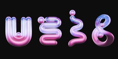 Holographic minimal object element set pack isolated background 3d rendering photo
