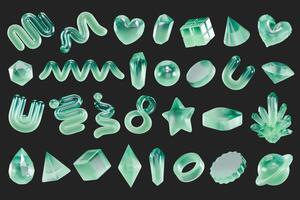 Soft Green pastel element object set pack isolated background 3d rendering photo