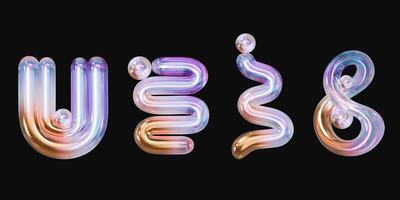 Holographic Colorful object element set pack isolated background 3d rendering photo