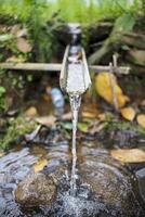 close up of water flowing towards photo