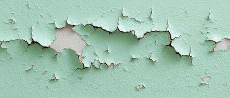 Peeling vintage mint paint texture close-up abstract art indoor centered composition photo