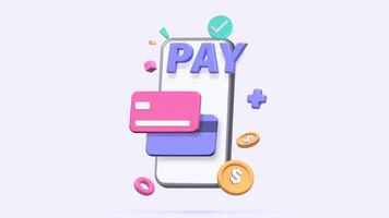 Payment Method with 3D Style of Smartphone and Cards video