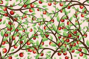Seamless apple tree pattern background vector