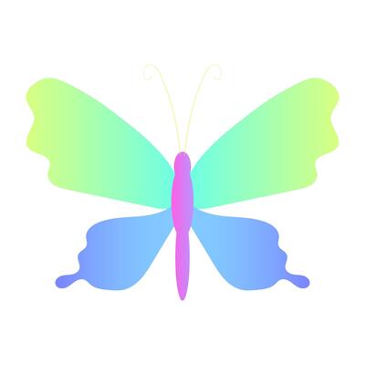 Gradient Colored Abstract Butterfly Illustration on White