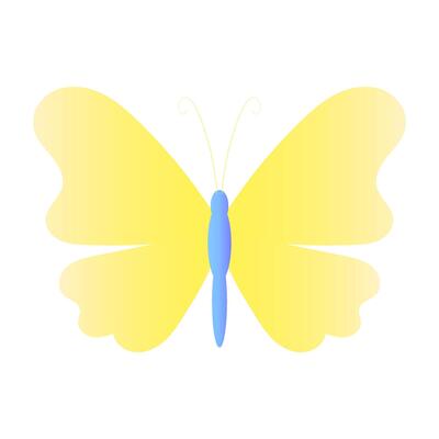 Stylized Yellow and Blue Gradient Butterfly Illustration