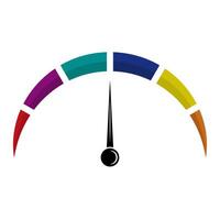 Colorful Gauge Meter with Centered Needle Illustration. A stylized illustration of a semicircular gauge with a black needle pointing straight up. vector