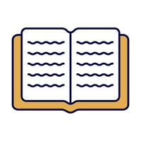 Open Book Icon with Stylized Text Lines Illustration. This illustration depicts a simple open book with stylized wavy lines representing text on both pages. vector