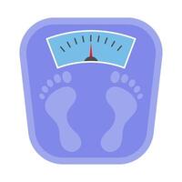 Weight Scale Icon with Footprints Illustration. A flat illustration of a classic weight scale in purple and blue tones. vector
