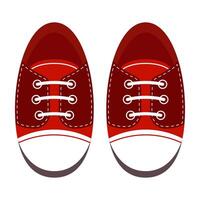 Red Sneakers Top View Illustration. An illustration of a pair of red sneakers viewed from the top. vector