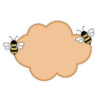 Bee Themed Note Paper Background with Cute Cloud Frame Illustration. A bee themed note paper background featuring a soft, scalloped cloud shaped frame in a warm peach color. vector