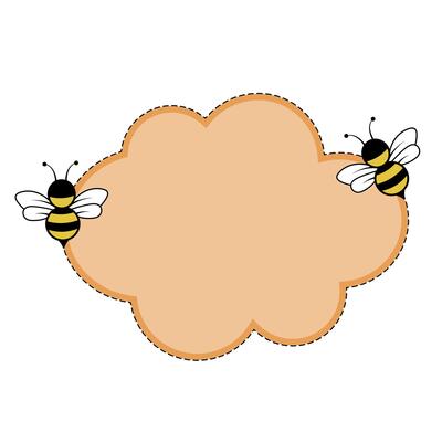 Bee Themed Note Paper Background with Cute Cloud Frame Illustration. A bee themed note paper background featuring a soft, scalloped cloud shaped frame in a warm peach color.