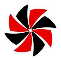 Abstract Red and Black Swirl Icon Illustration. A modern icon featuring a red and black swirl design with a dynamic, spinning appearance. vector