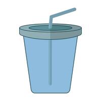 Blue Disposable Drink Cup with Straw Illustration. A clean and simple illustration of a blue disposable beverage cup with a matching lid and straw. vector