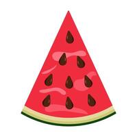 Watermelon Wedge Illustration. A colorful and stylized illustration of a single triangular slice of watermelon. vector
