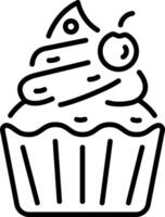 An outline style icon depicting muffin vector