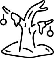 A linear style icon representing snow tree vector
