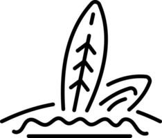 A line style icon representing surfboard vector