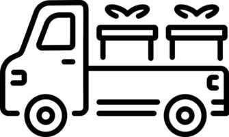 A linear style icon representing delivery truck vector
