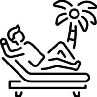 A linear style icon representing beach vacation vector