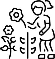 A line style icon representing plucking flower vector