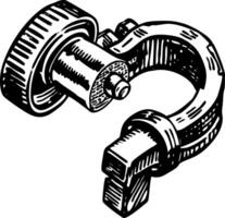 A glyph style illustration representing pipe clamp vector