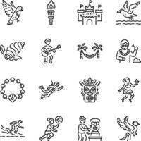 Set of Hawaiian Outline Style Icons vector