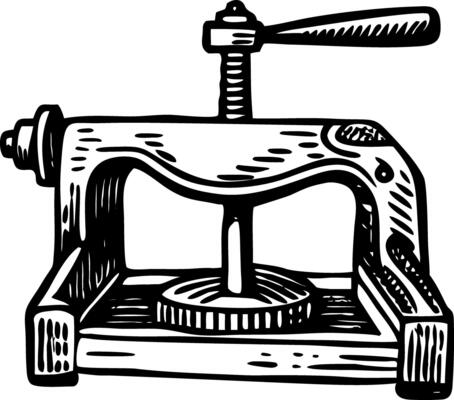A vintage style illustration showing press machine
