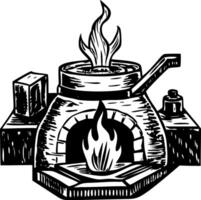 A vintage style illustration showing foundry furnace vector