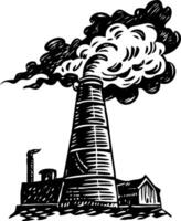 A vintage style illustration showing factory chimney vector