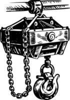 A vintage style illustration showing chain lever vector