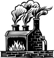A glyph style illustration representing factory furnace vector