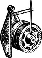 A vintage style illustration showing pulley system vector