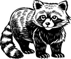 A vintage style illustration showing red panda vector