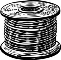 A glyph style illustration representing wire spool vector
