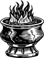 A vintage style illustration showing smelter pot vector