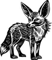 A vintage style illustration showing fennec fox vector