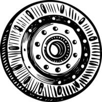 A vintage style illustration showing flywheel disk vector